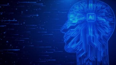 Modern Siber Yapay Zeka Fütüristik Yüksek Teknoloji Görselleştirme 3D işlemci Mikroçip Veri Dijitalleştirmesi. Elektrik Hatları Bağlantısı. çip Derin Makine Öğrenme.