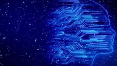 Gelecekçi insan beyni arayüzü kavramı. Robot sistem. Geleceğin entellektüel programlama insanı. Yapay Zeka Yapay Zeka Dijital arka planı. Derin öğrenme bilgisayar makinesi. büyük veri siber güvenliği