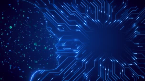 Artificiell Intelligens Kvantdatorteknik Digital Hjärna Bjuda Data Djup Lärande Maskin — Stockvideo