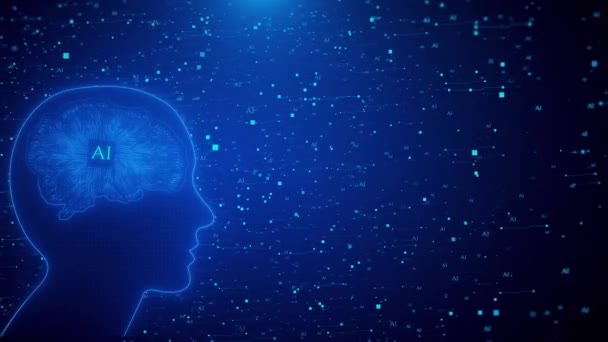 Inteligență Artificială Creier Digital Date Mari Mașină Calculator Învățare Profundă — Videoclip de stoc