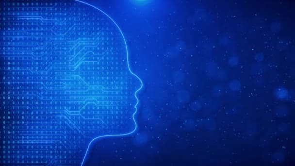 Cibertecnologia Inovação Inteligência Artificial Animação Cerebral Fluxo Big Data Digital — Vídeo de Stock