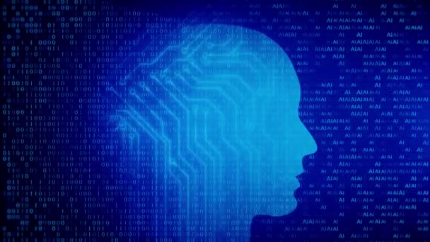 Futurystyczna Koncepcja Ludzkiego Interfejsu Mózgu System Robotyczny Intelektualne Programowanie Przyszłości — Wideo stockowe