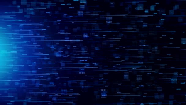 Futuristic Moving Digital Data Flow Background Zářící Částice Tech Přenos — Stock video