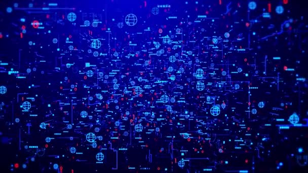 Konzept Zur Verbindung Digitaler Cyberspace Datennetze Datenübertragung Hochgeschwindigkeits Internet Zukunftstechnologie — Stockvideo