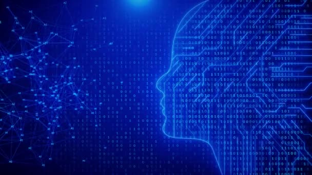 Τεχνητή Νοημοσύνη Ψηφιακός Εγκέφαλος Μεγάλα Δεδομένα Βαθιά Μάθηση Μηχανή Υπολογιστή — Αρχείο Βίντεο