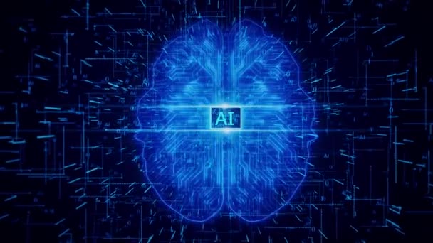 Концепция Больших Данных Технология Машиностроения Обучение Киберразуму Футуристическая Инновация Мозговая — стоковое видео