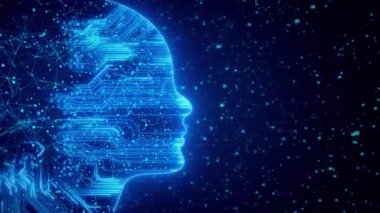 Modern Siber Yapay Zeka Fütüristik Yüksek Teknoloji Görselleştirme 3D işlemci Mikroçip Veri Dijitalleştirmesi. Elektrik Hatları Bağlantısı. çip Derin Makine Öğrenme.