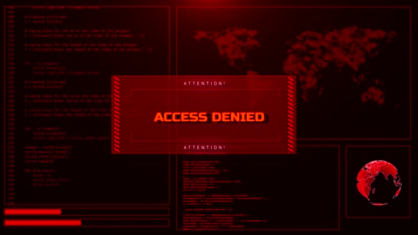 Κόκκινο Προειδοποιητικό Σήμα Σύστημα Virus Hack Παραβίαση Ασφάλειας Υπολογιστή Hacking — Αρχείο Βίντεο