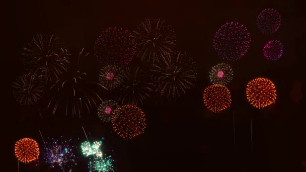 Fireworks Abstraktní Pozadí Oslava Jasné Zobrazení Oslavy Noc Července Festival — Stock video