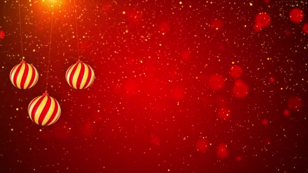 Versierde Kerstballen Vakantie Sprankelende Deeltjes Gelukkig Nieuwjaar Vrolijk Kerstfeest Video — Stockvideo