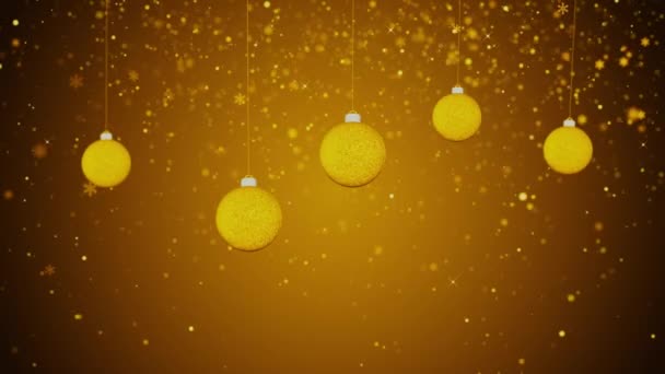 4Kは輝く粒子 ハッピーニューイヤーメリークリスマスビデオ挨拶カードのクリスマスボールを飾りました 新しい年のお祝いの季節のお祝いクリスマスの背景に落ちる雪 3Dについて — ストック動画