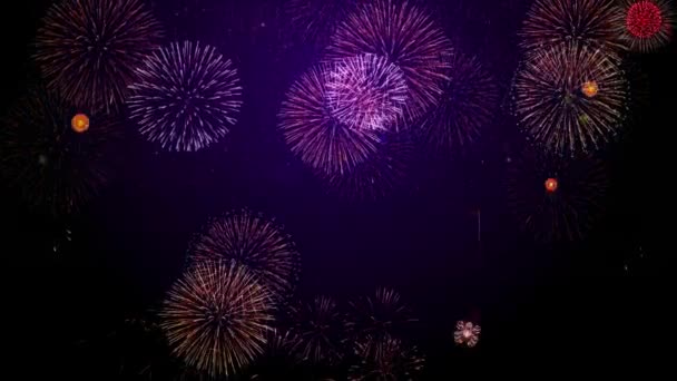 Skutečný Ohňostroj Ohňostroj Oslavy Festival Pozadí Abstraktní Noční Obloha Zářící — Stock video
