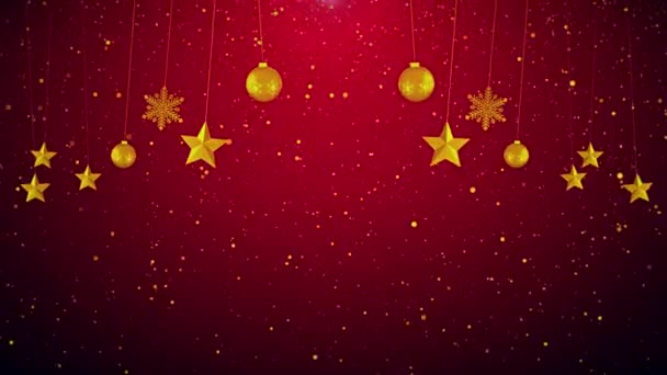 Nieuwjaar Kerstmis Ornamenten Feestelijke Frame Confetti Sneeuwvlokken Achtergrond Met Sparren — Stockvideo