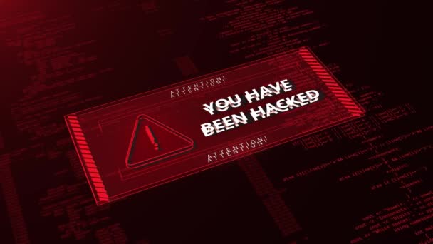 计算机弹出框屏幕警告被入侵的系统 破坏了软件 系统被入侵的警告 网络攻击 恶意软件 黑客帐户 登录密码 互联网骗子 — 图库视频影像