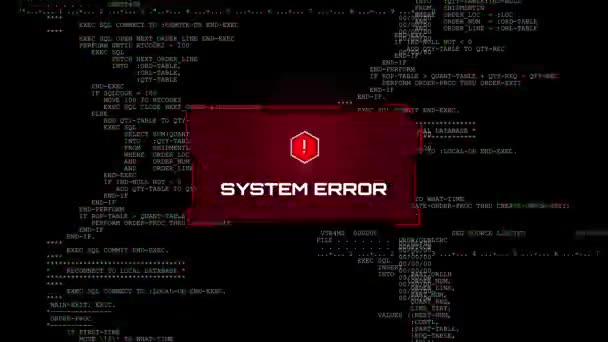 Uwaga Symbol Zagrożenia Ciemnym Czerwonym Tle Wirus Komputerowy Zhakowany System — Wideo stockowe