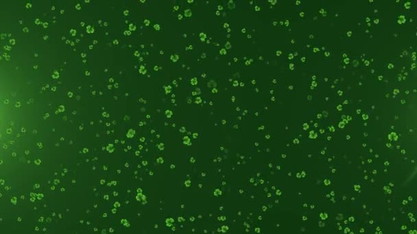 3d abstrait Saint Patricks Day Shamrock fond. feuilles tombantes faites de cœurs sur fond vert. tradition irlandaise et célébration, vacances, événements et cartes de vœux concept de fête.