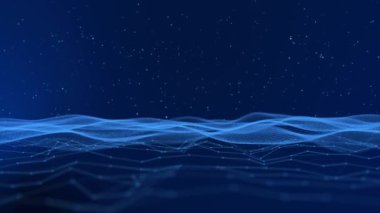 soyut dalga hareketi akış dalgası ağ örgüsü çizgisi koyu 4K 3D arka plan. Arka plan için modern fütürist tasarım. Dijital siber uzay, yüksek teknoloji, teknoloji. veri ağı ve siber güvenlik