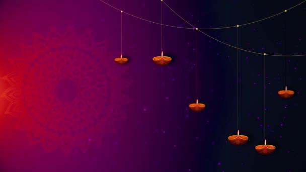 Pozadí Happy Diwali Pozdrav Pohyb Diya Lampou Happy Deepavali Animace — Stock video