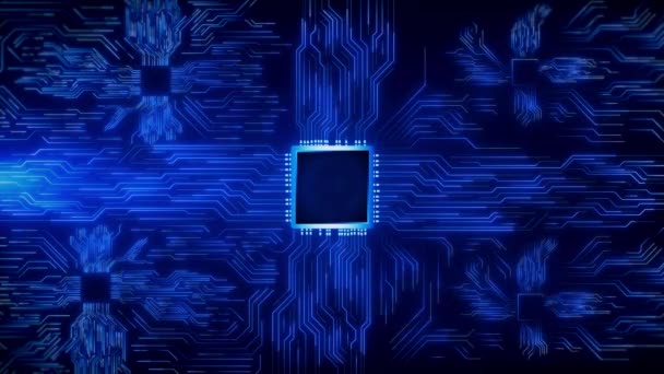 Maskininlärning Kretskort Cpu Processor Microchip Starta Artificiell Intelligens Cloud Computing — Stockvideo