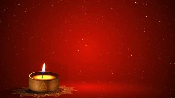 4K快乐Diwali或Deepawali卡与装饰灯和烟火复制空间 Diwali Festival Celebration India 向开瓶器致意新年 印度节 — 图库视频影像