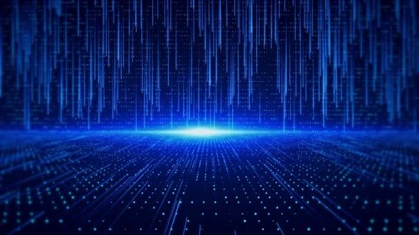 Big Data Fondo Azul Flujo Cibernético Futurista Experiencia Tecnología Cibernética — Vídeo de stock