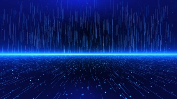 Великі Дані Футуристичний Кіберпотік Синій Фон Основи Кібертехнологій Хвиля Штучний — стокове відео