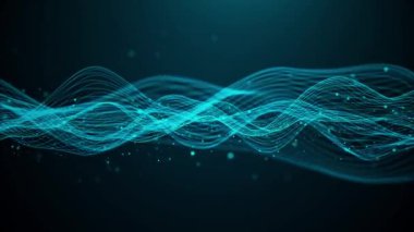 soyut dalga hareketi akış dalgası ağ örgüsü çizgisi koyu 4K 3D arka plan. Arka plan için modern fütürist tasarım. Dijital siber uzay, yüksek teknoloji, teknoloji. veri ağı ve siber güvenlik
