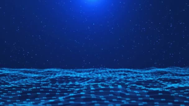 Big Data Futuriste Cyber Stream Fond Bleu Contexte Cybertechnologie Vague — Video