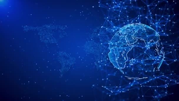 Küresel Teknoloji Gezegeni Dünya Siber Uzayda Dünya Çapında Büyük Veri — Stok video