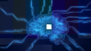 Yüksek Teknoloji Yapay Zeka Beyin Fırtınası Beyin Devre Konsepti. Elektronik beyin işlemcisi derin öğrenme. PCB baskılı devre kartı. Şeylerin IOT İnternet 'i.