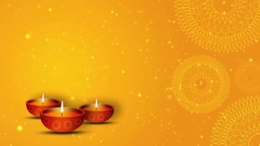 Mutlu Diwali, Deepavali ya da Dipawali Işık Festivali Kutlama arkaplanı. 3D 4K ışıklandırma havai fişek kopyalama alanı. Rangoli diya gaz lambası. Hindistan 'da Diwali Işığı. yaratıcı diwali tebrik kartı
