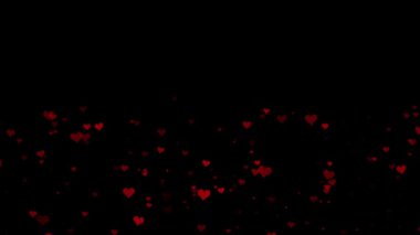 4K Heart Romantik Soyut Parıltı Parçacıkları Soyut Noel gradyan arka planı. Bokeh sim ve kırmızı kalpler şekil değiştiriyor, sevgililer günü aşk ilişkisi bayram festivali evlilik yıldönümü.