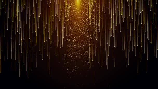 Golden Glitter Particles Awards Backgrond Een Motion Graphics Luxe Stijgende — Stockvideo