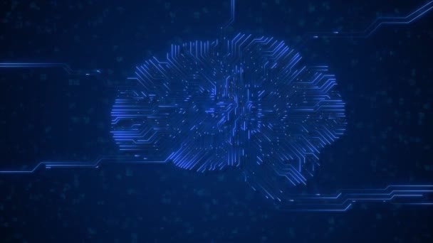 High Tech Artificial Intelligence Concept Electric Brain Brainstorm Conceito Placa — Vídeo de Stock