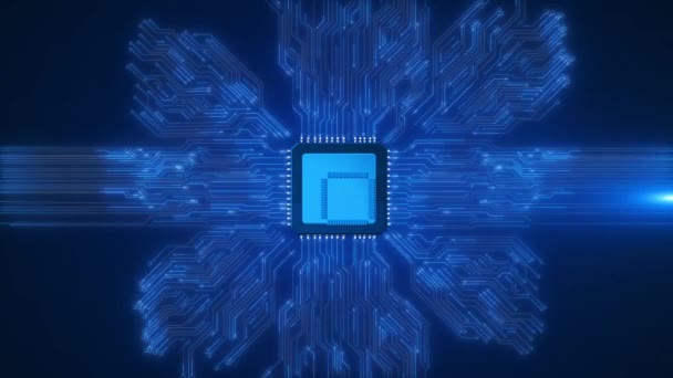 Machine Learning Circuit Board Processador Cpu Microchip Iniciando Inteligência Artificial — Vídeo de Stock