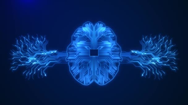 High Tech Artificial Intelligence Concept Electric Brain Brainstorm Brain Circuit — Video Stock
