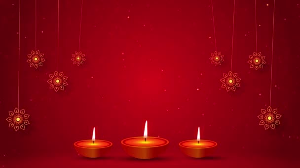 快乐Diwali卡或Deepawali卡与复制空间为您的标志或文字印度Diya油灯 采购产品油灯 Diya图案 闪闪发光的魔法灯 — 图库视频影像