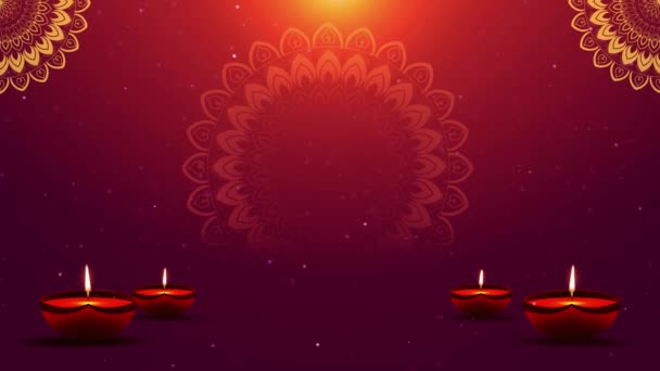 Diwali Háttér Égő Virágos Diya Diwali Holiday Hindu Fesztivál Fények — Stock videók