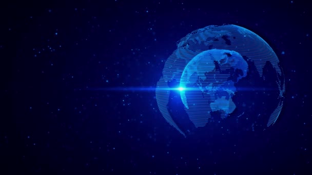 Global Technology Planète Terre Dans Cyberespace Flux Mondial Big Data — Video
