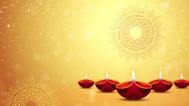Boldog Diwali Hindu Fesztivált Üdvözlőlapot Égő Diya Háttér Fény Fesztivál — Stock videók