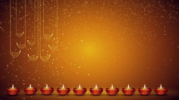 Festival Diwali Fondo Lámparas Aceite Quema Diya Velas Rangoli Floral — Vídeo de stock