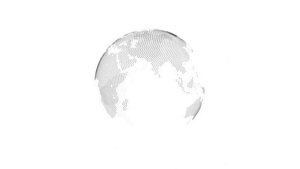 Mappamondo Bianco Pulito Con Wireframe Trasferimento Dati Connessione Rete Globale — Video Stock