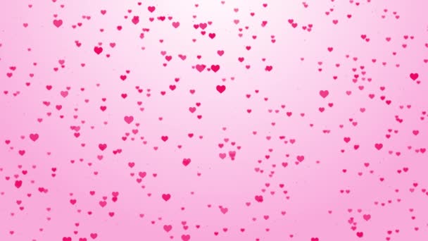 Parçacık Uçan Kalpler Sevgililer Günü Pembe Animasyon Kalpleri Aşk Kalplerini — Stok video