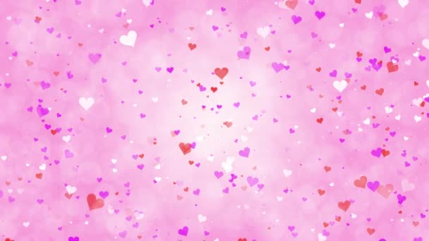 バレンタインデー ピンク赤いアニメーションハート 愛の心を迎えます クリスマス冬の結婚記念日 スパークリング ハートのお祝い 母の日 招待状 電子カード バックグラウンドハート — ストック動画
