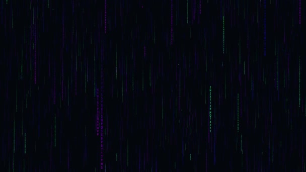 マトリックスバイナリコード雨アニメーションコンピュータバイナリデジタル雨情報フロー技術の背景 マトリックスレインデジタルHexコード デジタルデータストリームマトリックス 数字はゼロストリームを数えます — ストック動画
