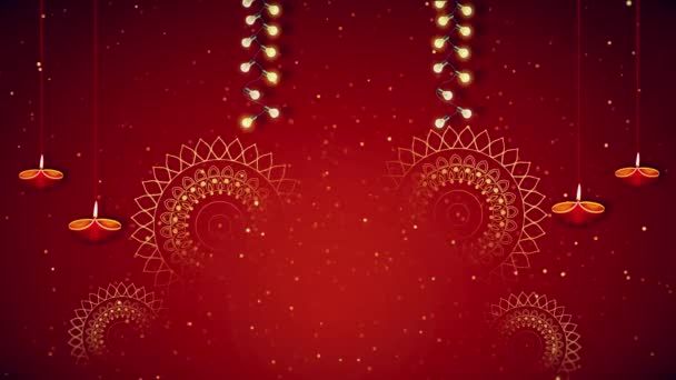 Mutlu Diwali Hindu Festivali Tebrik Kartı Hindistan Işık Festivali Için — Stok video