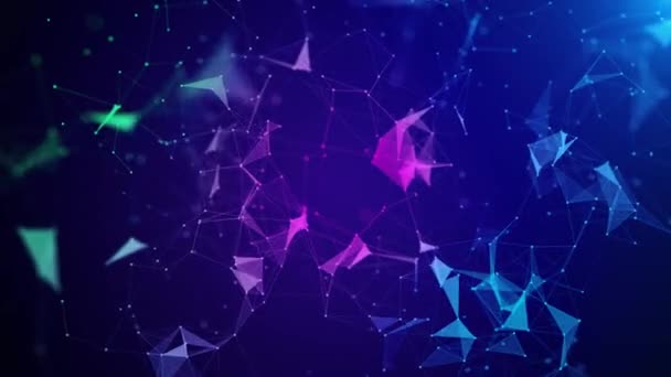 Абстрактные Голубые Цифровые Частицы Волновые Сетевые Соединения Данных Технологическая Концепция — стоковое видео