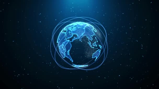 Flux Données Numériques Global Earth Technology Connexion Contexte Réseau Cloud — Video