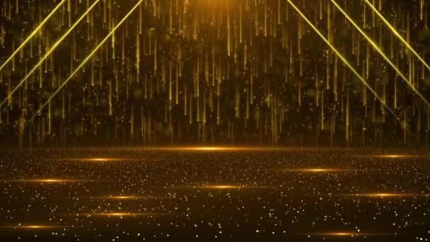 Lüks Altın Toz Zerrecikleri Zarif Çizgi Arkaplanı Ödül Töreni Sahne — Stok video