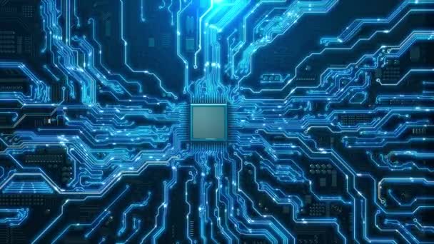 Placa Circuito Futurista Chip Electrónico Impreso Placa Circuito Procesador Cpu — Vídeos de Stock